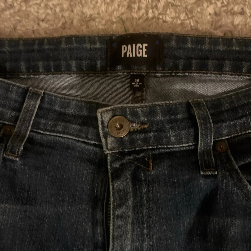 PAIGE Federal Dark Wash Straight Jeans 36